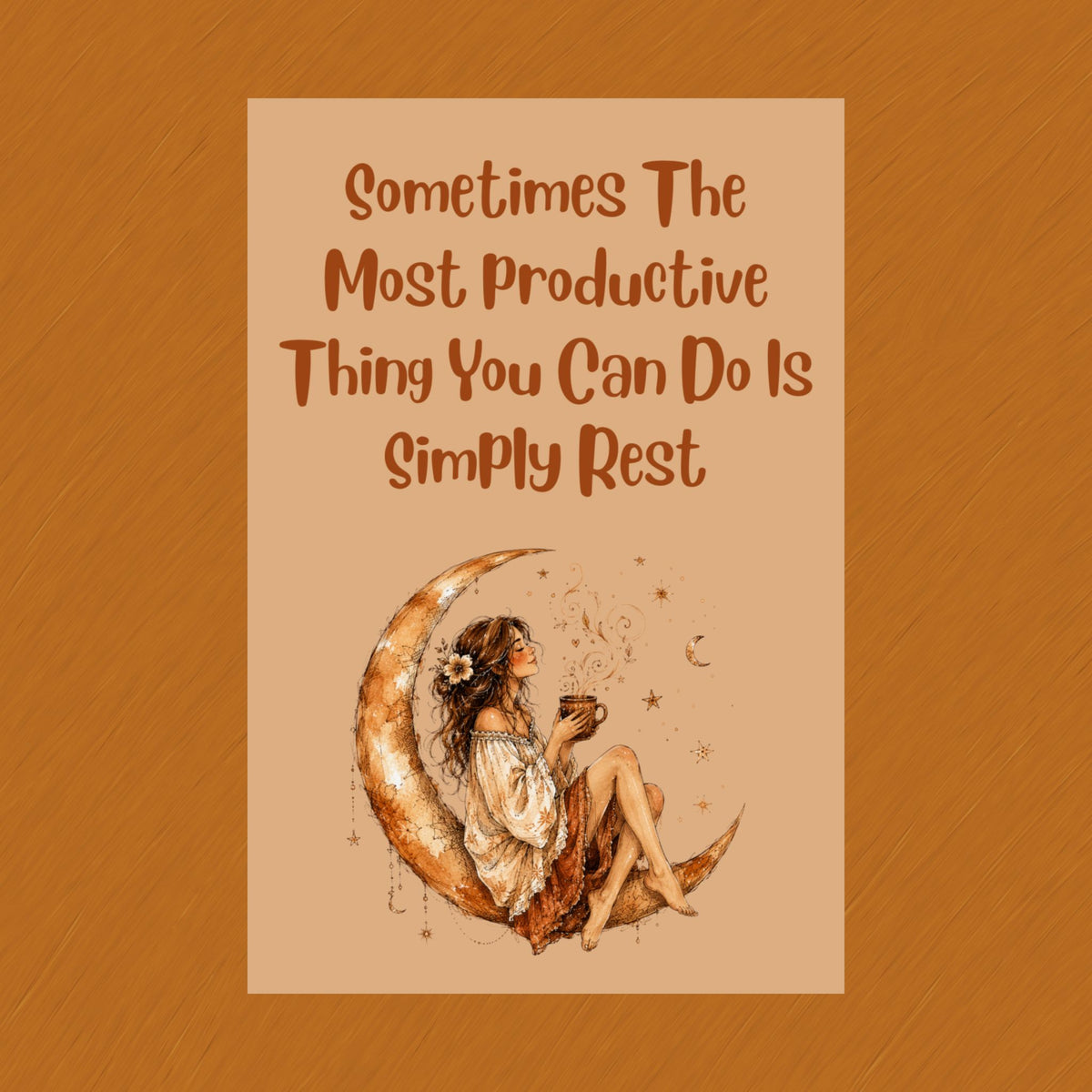 Matte Poster - "Sometimes The Most Productive Thing You Can Do Is Simply Rest" Boho Moon Wall Art