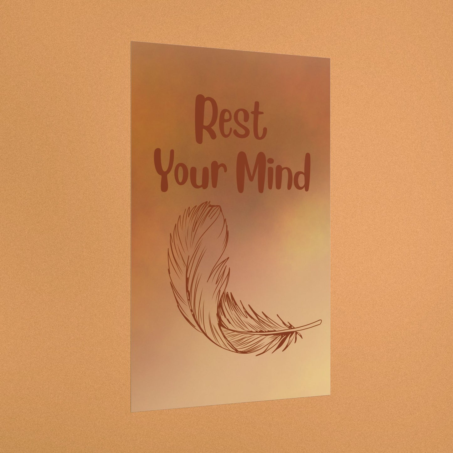 Rest Your Mind Feather Poster — Calming Wall Art for Relaxation & Meditation