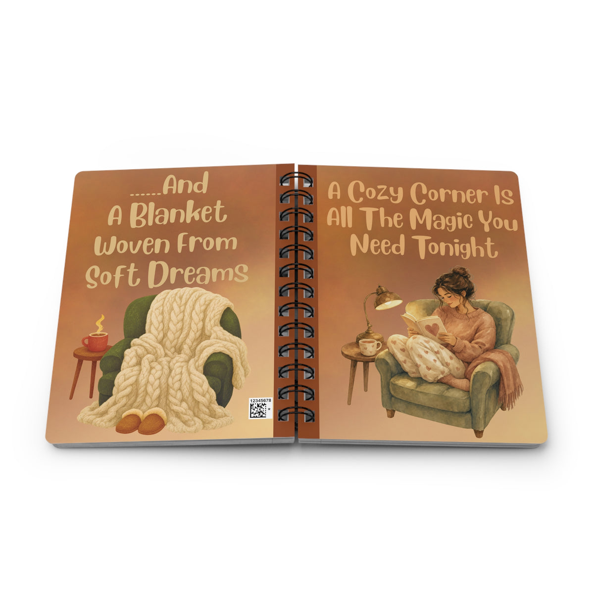 Evening Ritual Spiral Journal – "A Cozy Corner Is All The Magic You Need Tonight" Notebook Gift