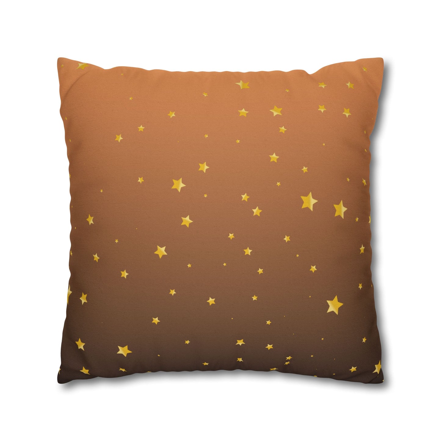 Golden Starry Night Pillow Cover — Brown Gradient Square Throw Pillowcase