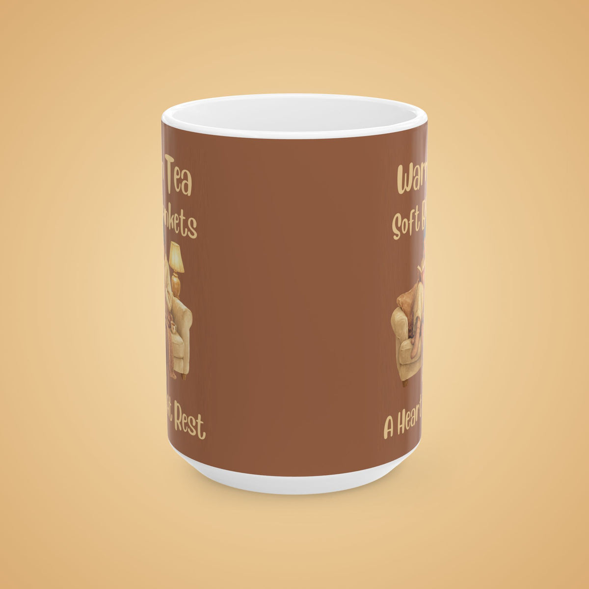Cozy Ceramic Mug — 'Warm Tea, Soft Blankets, A Heavy Heart' Comfort Tea Or Coffee Cup (11oz/15oz)