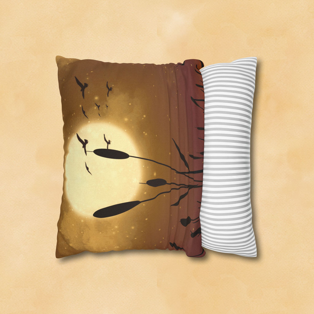 Sunset Pillowcase — Moonlit Reeds Decorative Throw Pillow