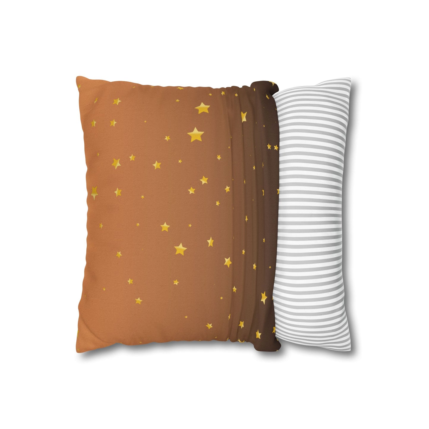 Golden Starry Night Pillow Cover — Brown Gradient Square Throw Pillowcase