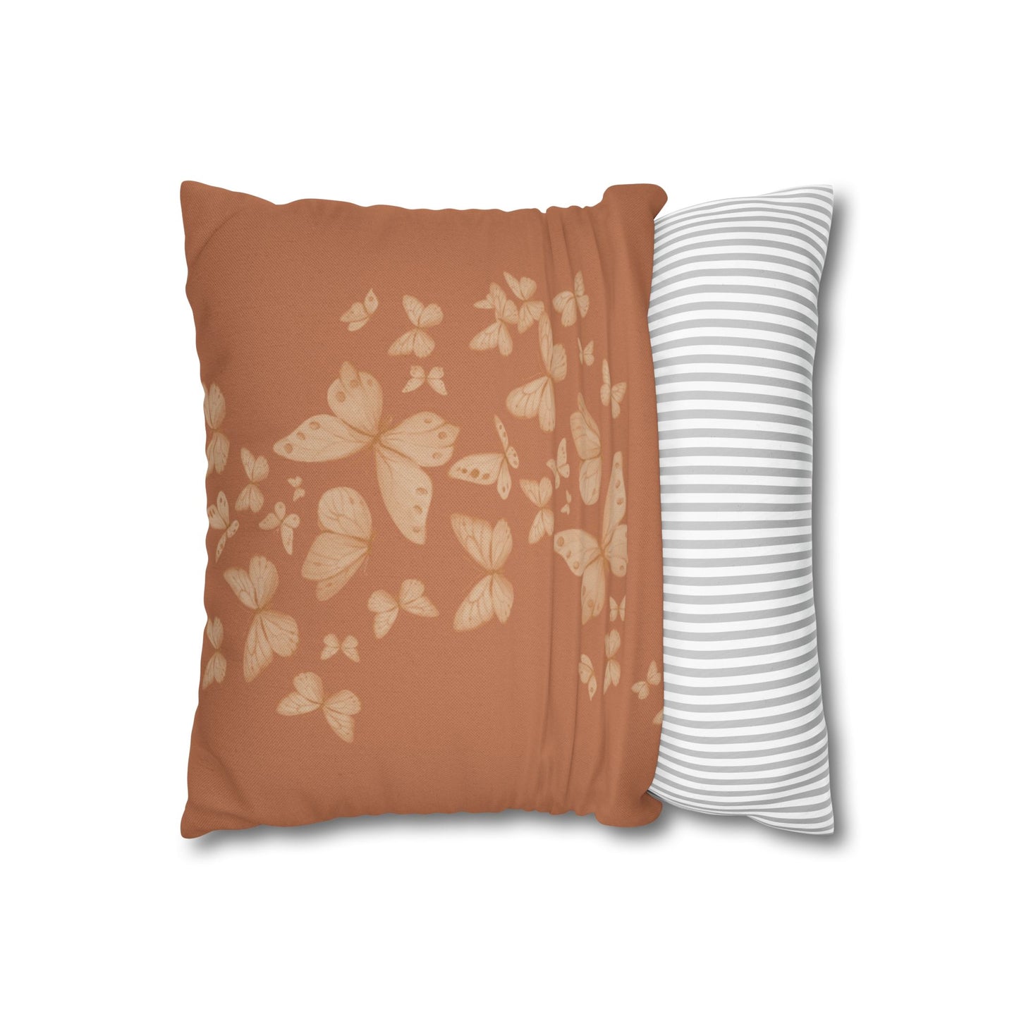 Butterfly Scatter Decorative Pillowcase — Rust Orange Square Throw Pillow Cover