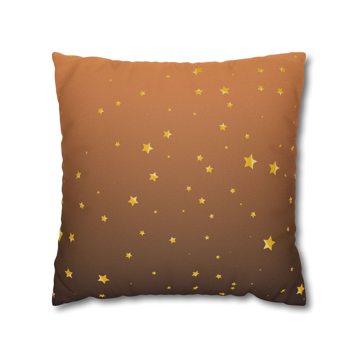 Golden Starry Night Pillow Cover — Brown Gradient Square Throw Pillowcase