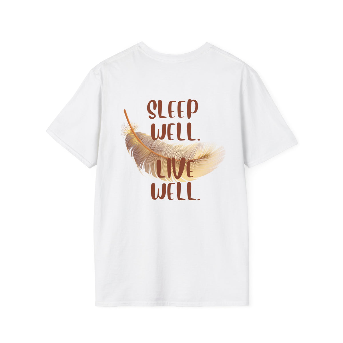 Restful Dreams T-Shirt — Sleep Well, Live Well Feather Graphic