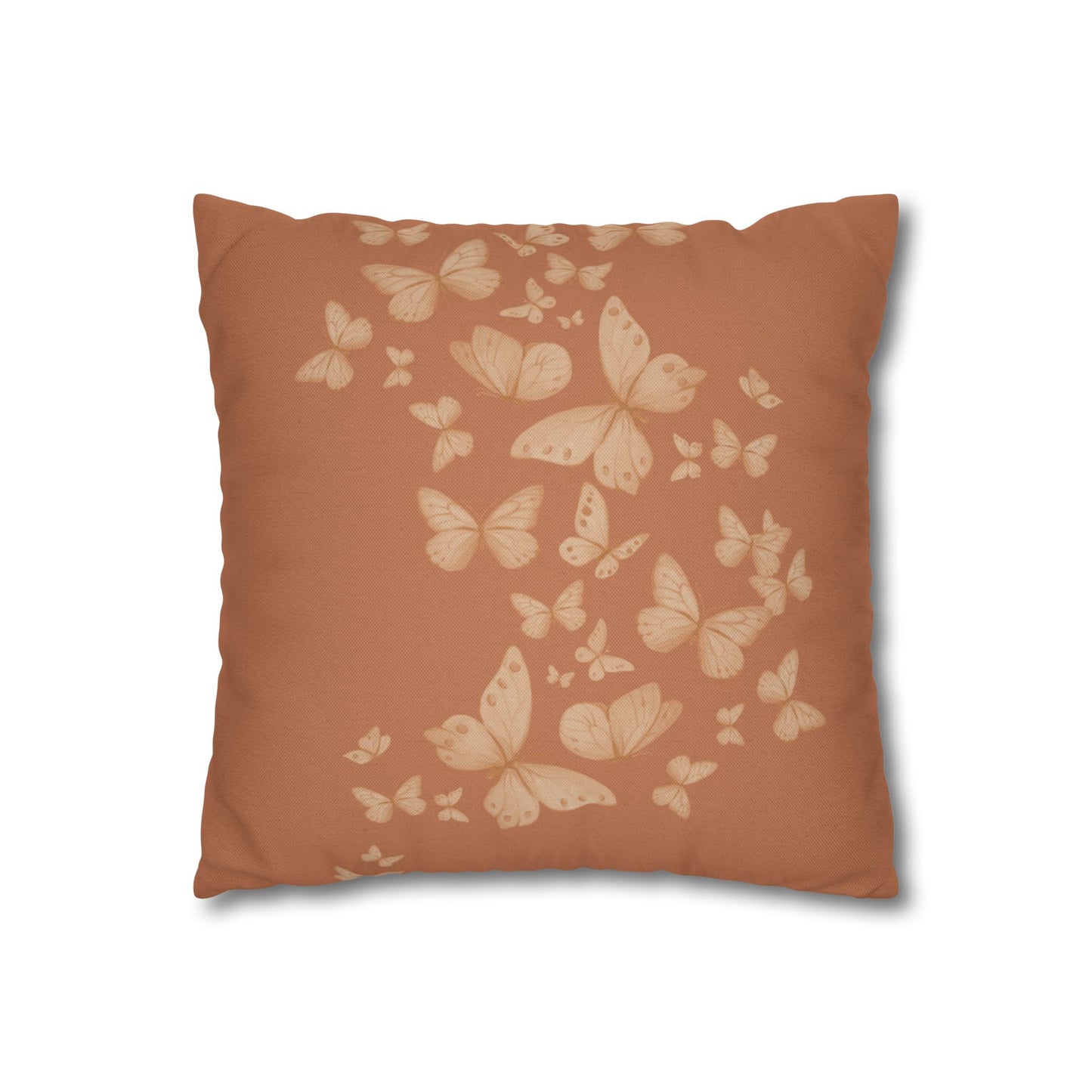 Butterfly Scatter Decorative Pillowcase — Rust Orange Square Throw Pillow Cover