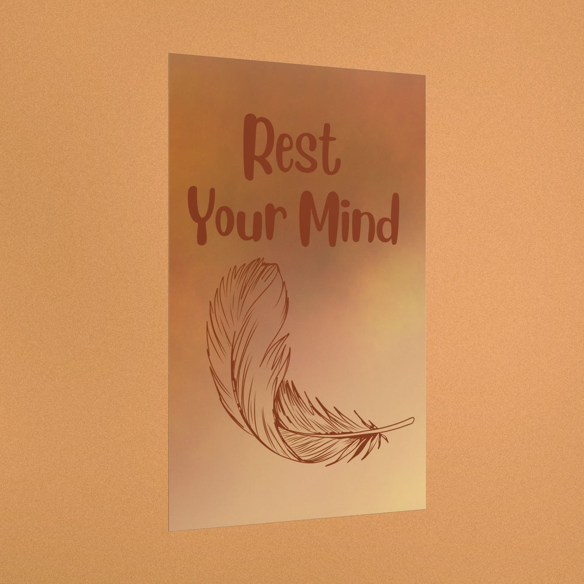 Rest Your Mind Feather Poster — Calming Wall Art for Relaxation & Meditation