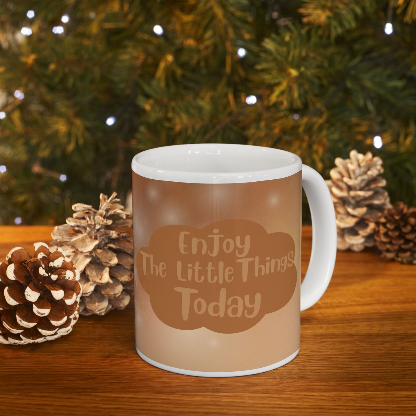 Brown Cloud Ceramic Mug — "Enjoy the Little Things" Coffee Tea Cup (11oz & 15oz)