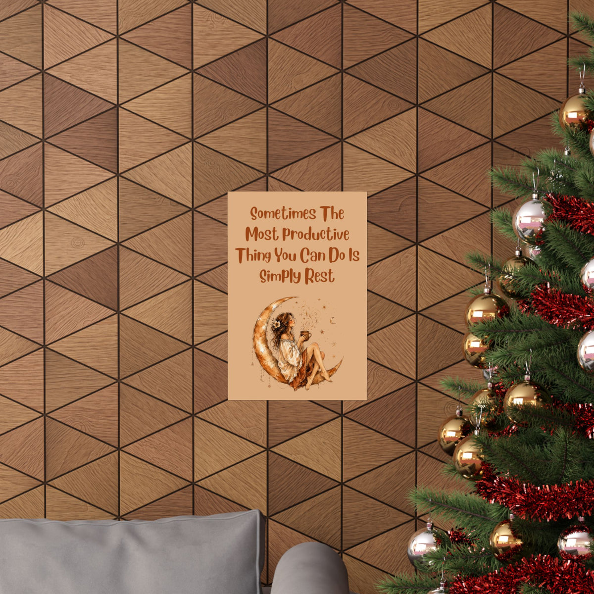 Matte Poster - "Sometimes The Most Productive Thing You Can Do Is Simply Rest" Boho Moon Wall Art