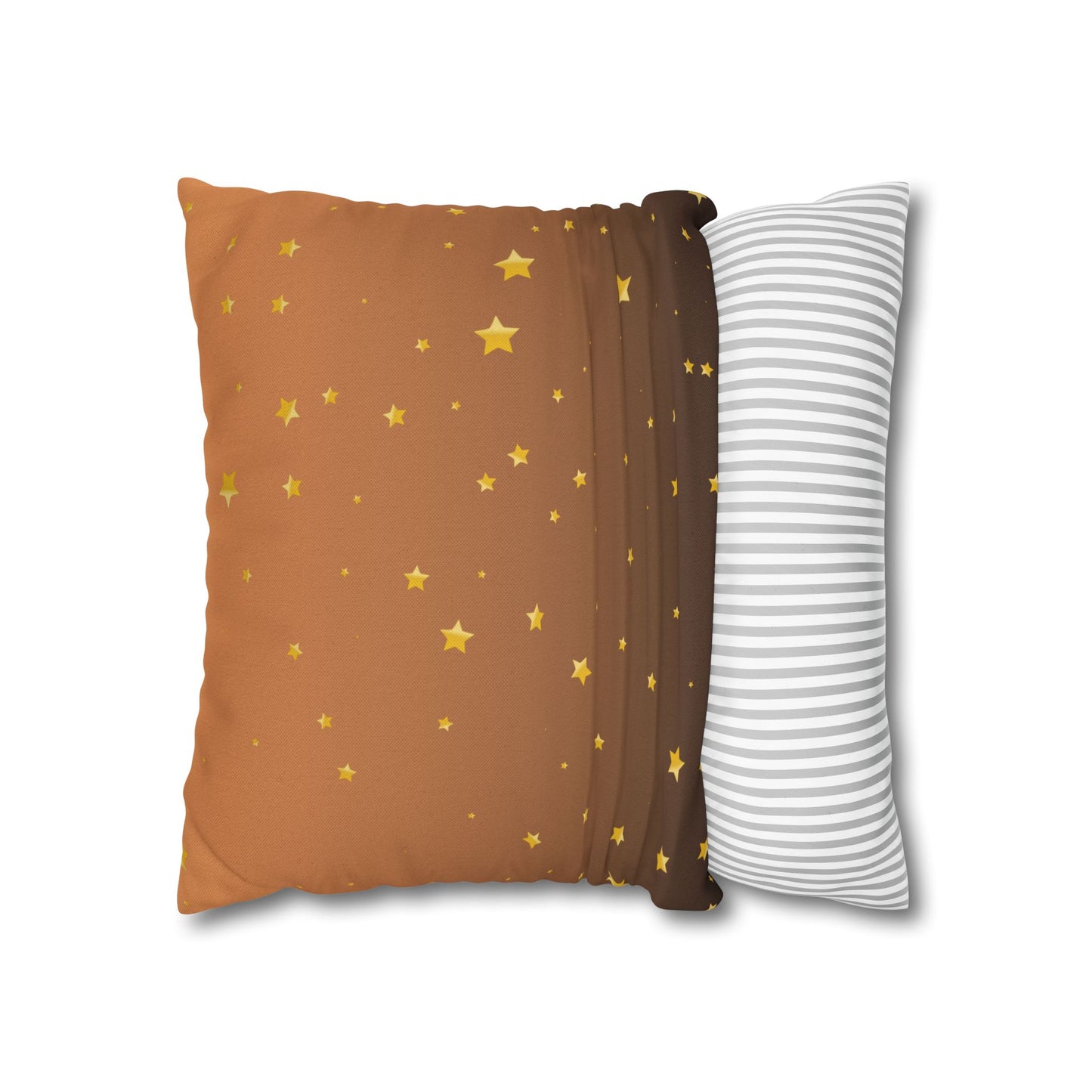 Golden Starry Night Pillow Cover — Brown Gradient Square Throw Pillowcase