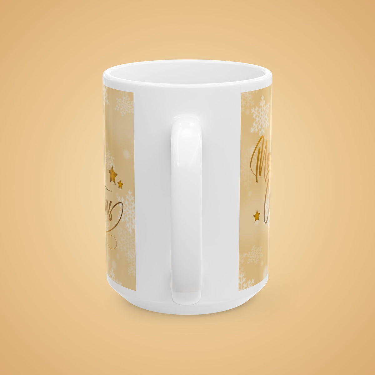 Merry Christmas Gold Ceramic Mug – Festive Holiday Coffee Or Tea Cup (11oz & 15oz)