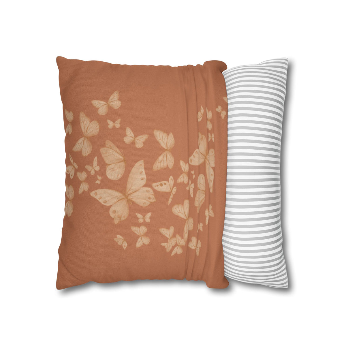 Butterfly Scatter Decorative Pillowcase — Rust Orange Square Throw Pillow Cover