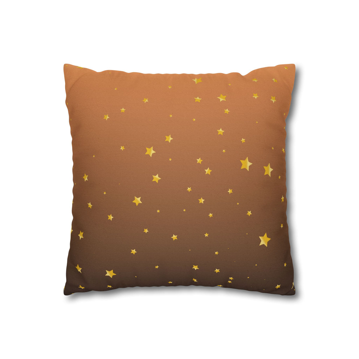 Golden Starry Night Pillow Cover — Brown Gradient Square Throw Pillowcase