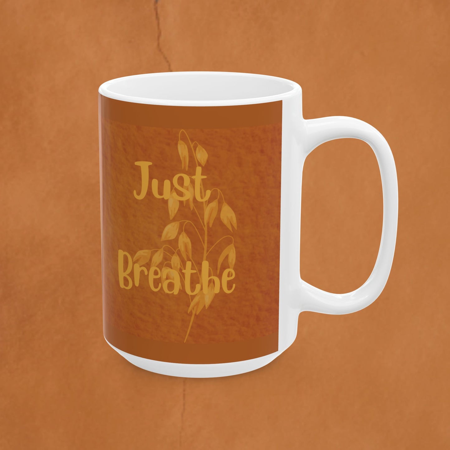 Autumn Brown Ceramic Mug – Restful Moments , Inspirational Coffee or Tea Cup (11oz/15oz)