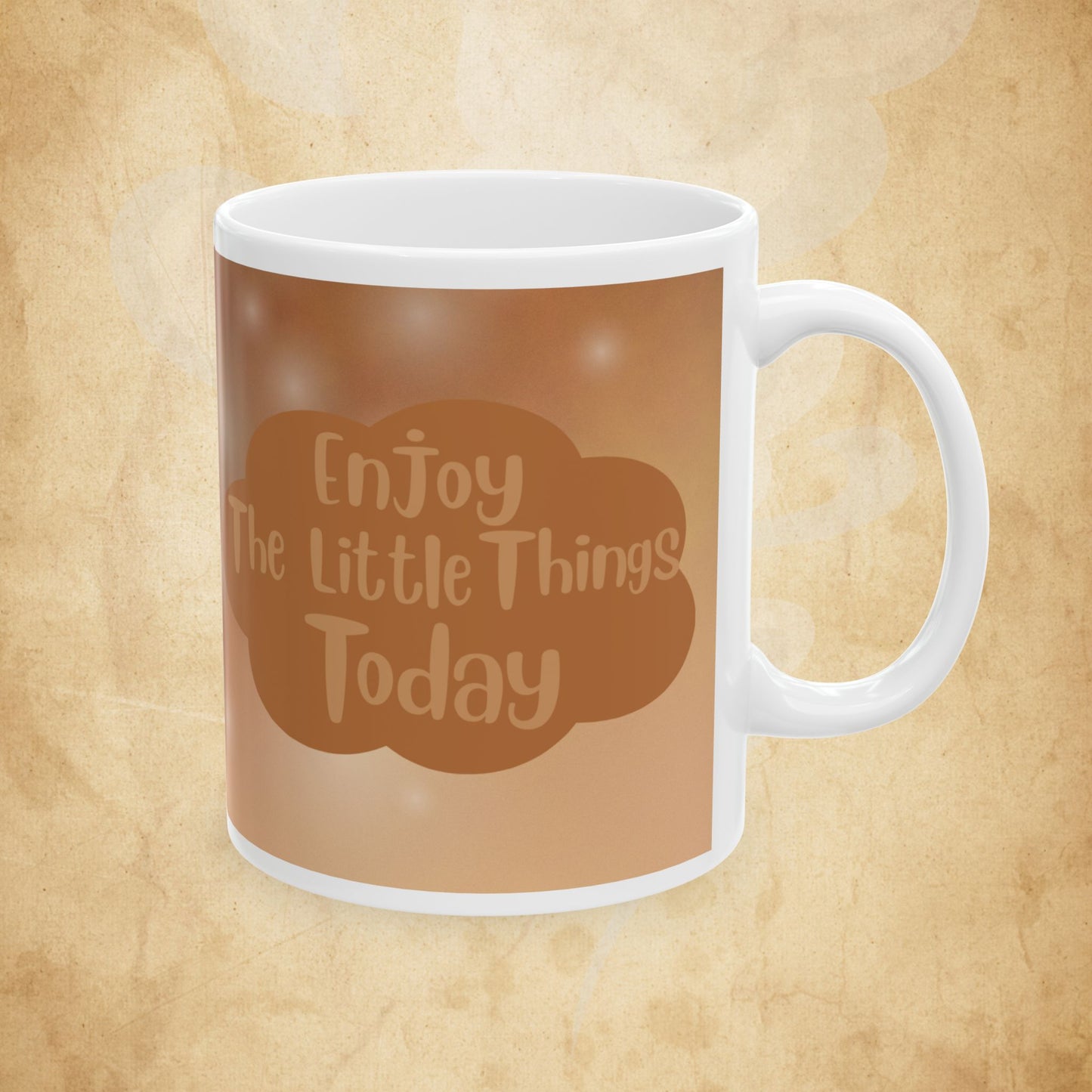 Brown Cloud Ceramic Mug — "Enjoy the Little Things" Coffee Tea Cup (11oz & 15oz)