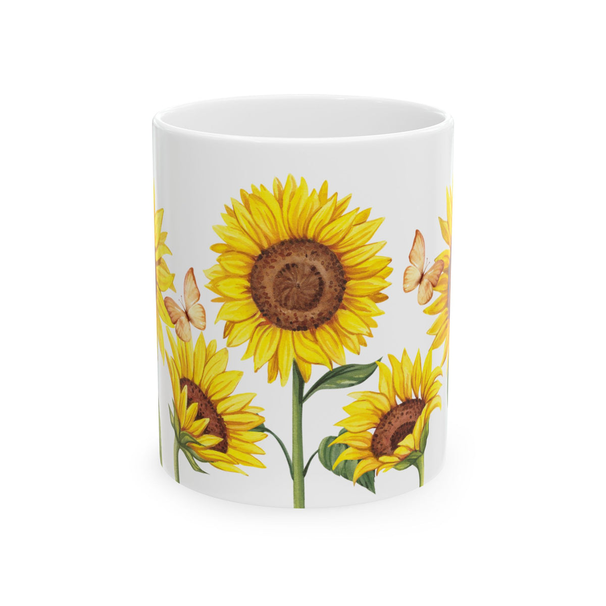 Sunflower Ceramic Mug — Bright Yellow Floral Tea or Coffee Cup (11oz & 15oz)