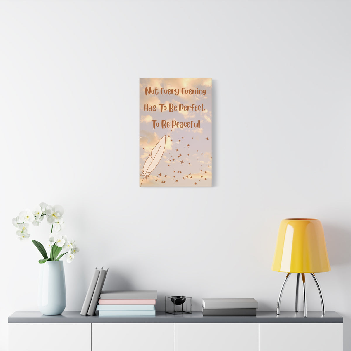 Peaceful Evening Canvas Wall Art – "Not Every Evening Has To Be Perfect To Be Peaceful" Bedroom Quote Print