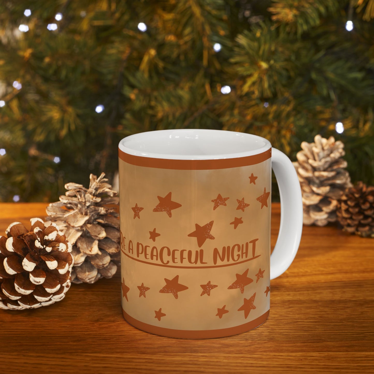 Inspirational Ceramic Mug — "A Warm Embrace Before a Peaceful Night"  Starry Coffee or Tea Cup (11oz/15oz)