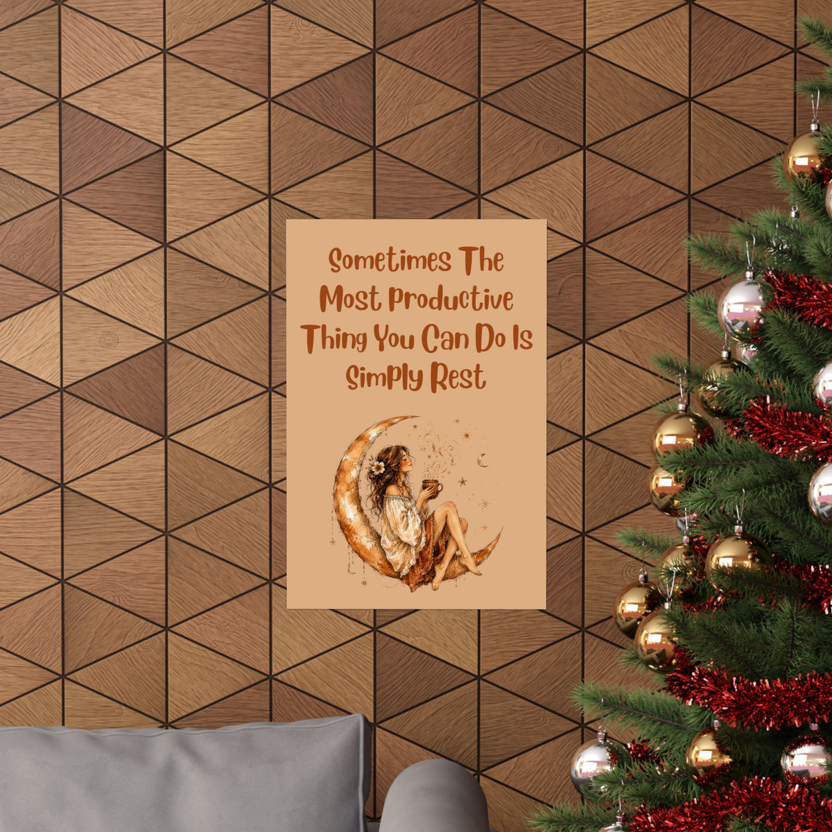 Matte Poster - "Sometimes The Most Productive Thing You Can Do Is Simply Rest" Boho Moon Wall Art