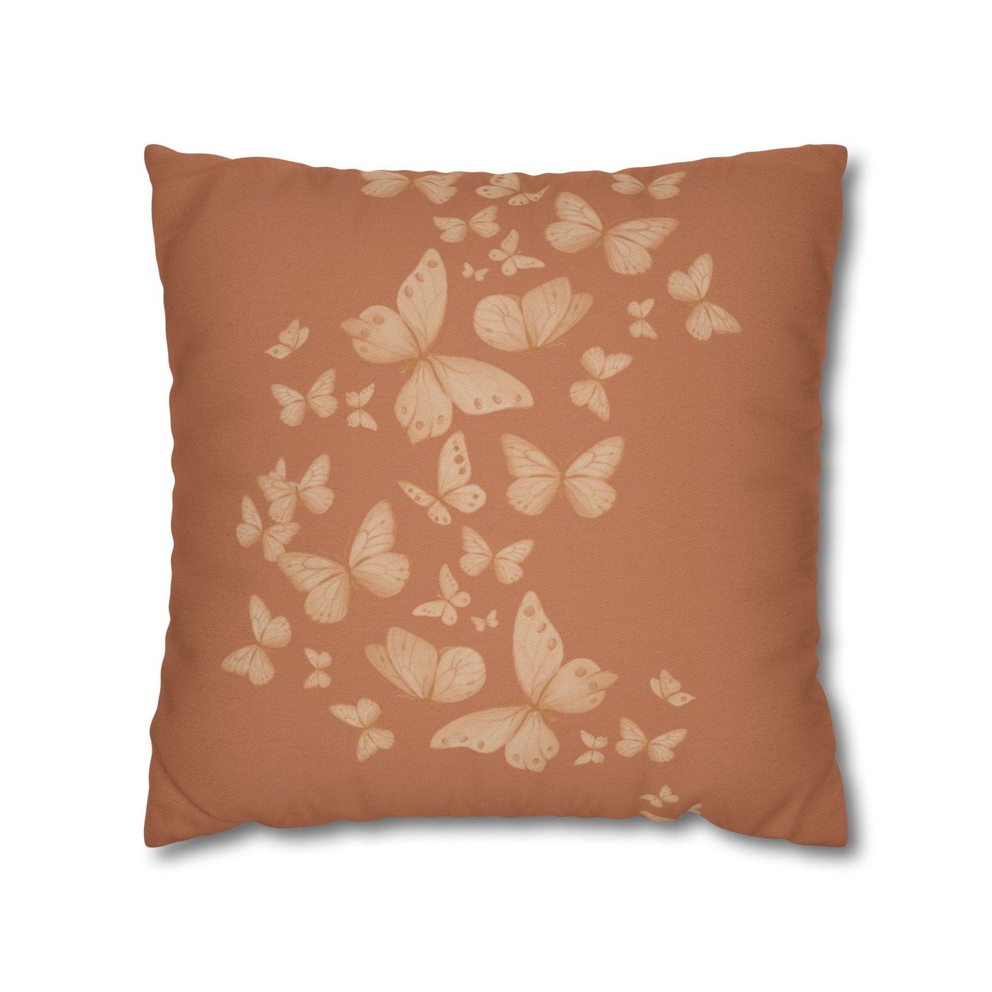 Butterfly Scatter Decorative Pillowcase — Rust Orange Square Throw Pillow Cover