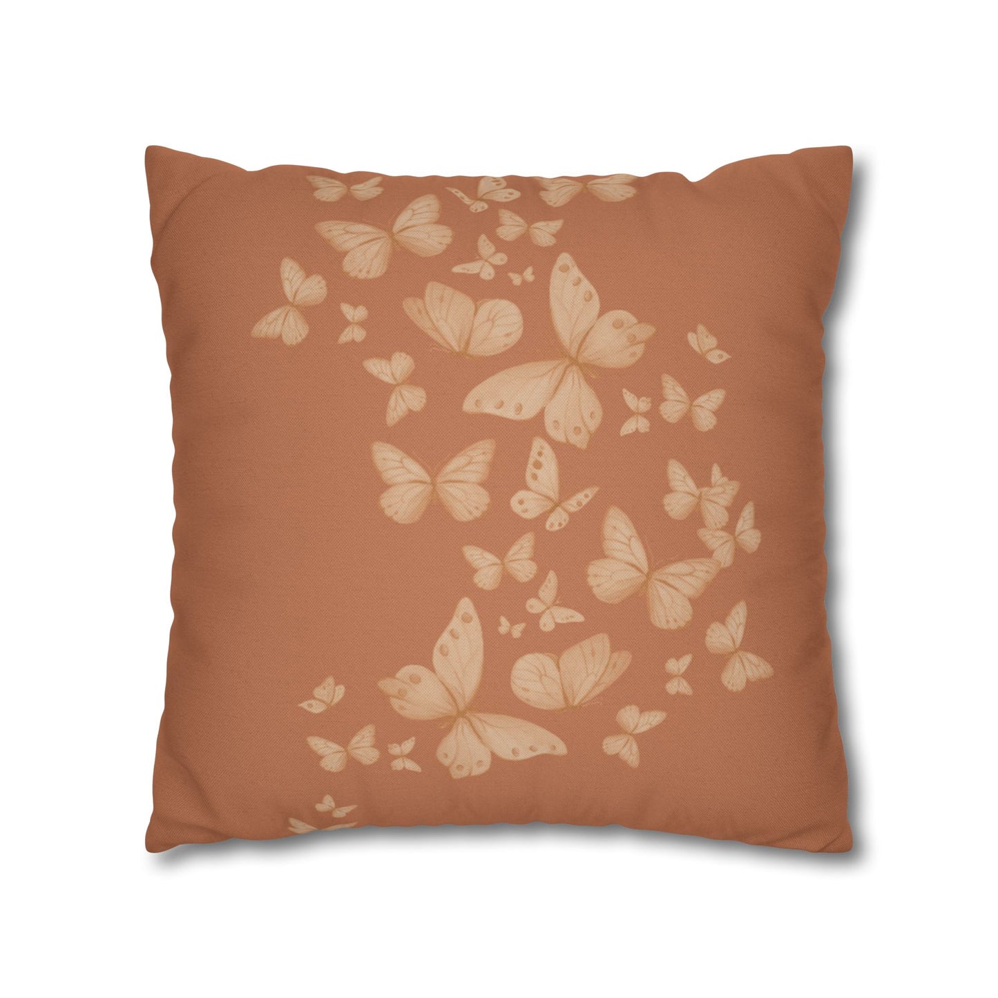 Butterfly Scatter Decorative Pillowcase — Rust Orange Square Throw Pillow Cover