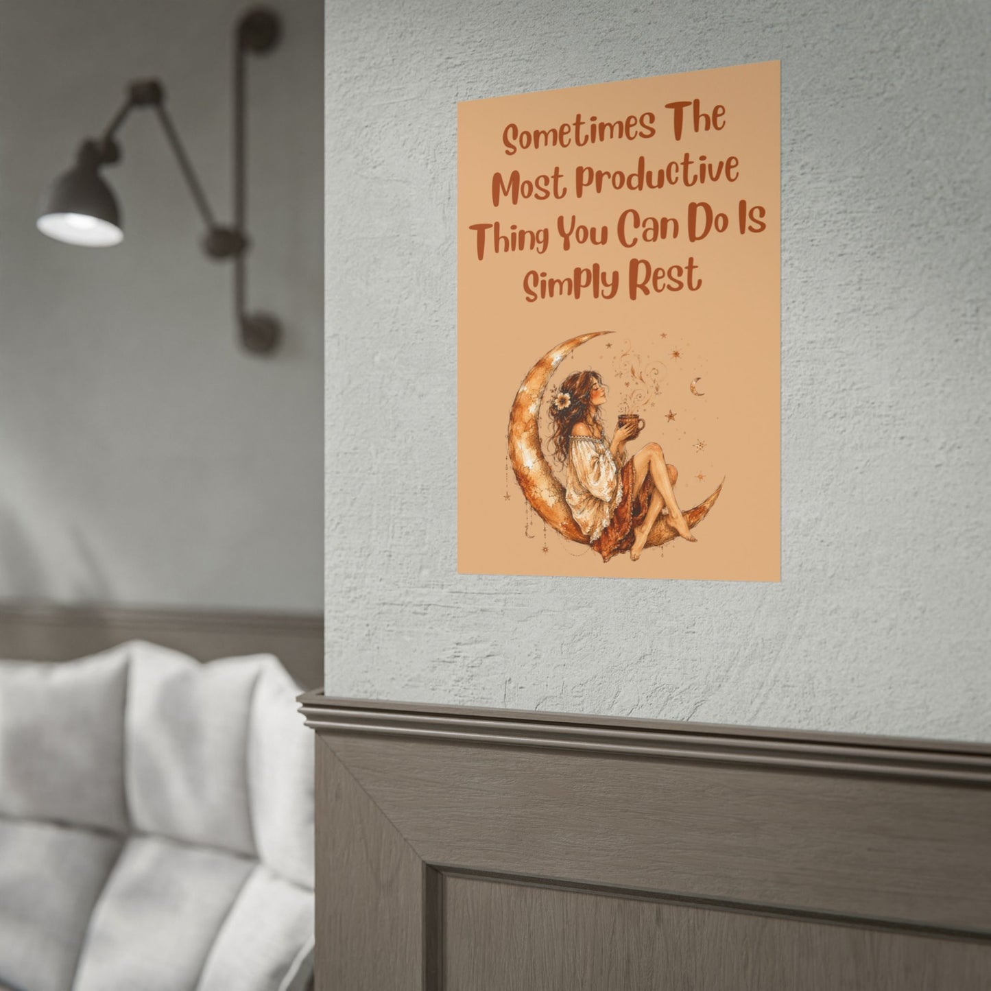 Rolled Poster – "Sometimes The Most Productive Thing You Can Do Is Simply Rest" Inspirational Moon Art Print