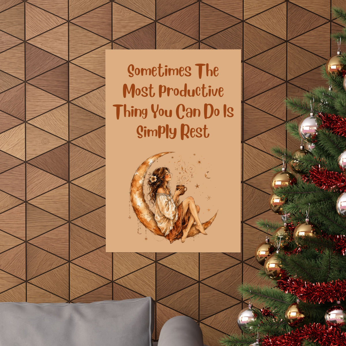 Matte Poster - "Sometimes The Most Productive Thing You Can Do Is Simply Rest" Boho Moon Wall Art