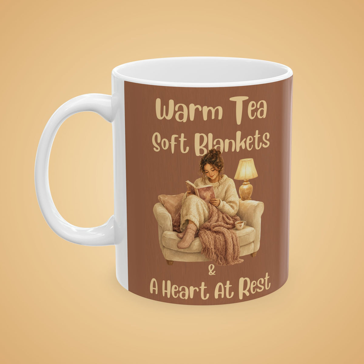 Cozy Ceramic Mug — 'Warm Tea, Soft Blankets, A Heavy Heart' Comfort Tea Or Coffee Cup (11oz/15oz)