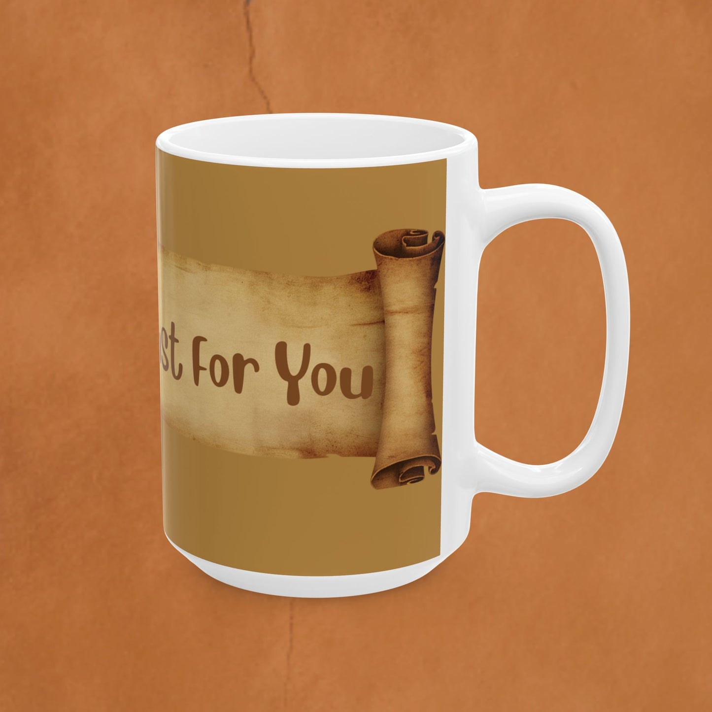 Ceramic Mug — "Just for a Moment" Vintage Scroll Coffee Mug (11oz & 15oz)