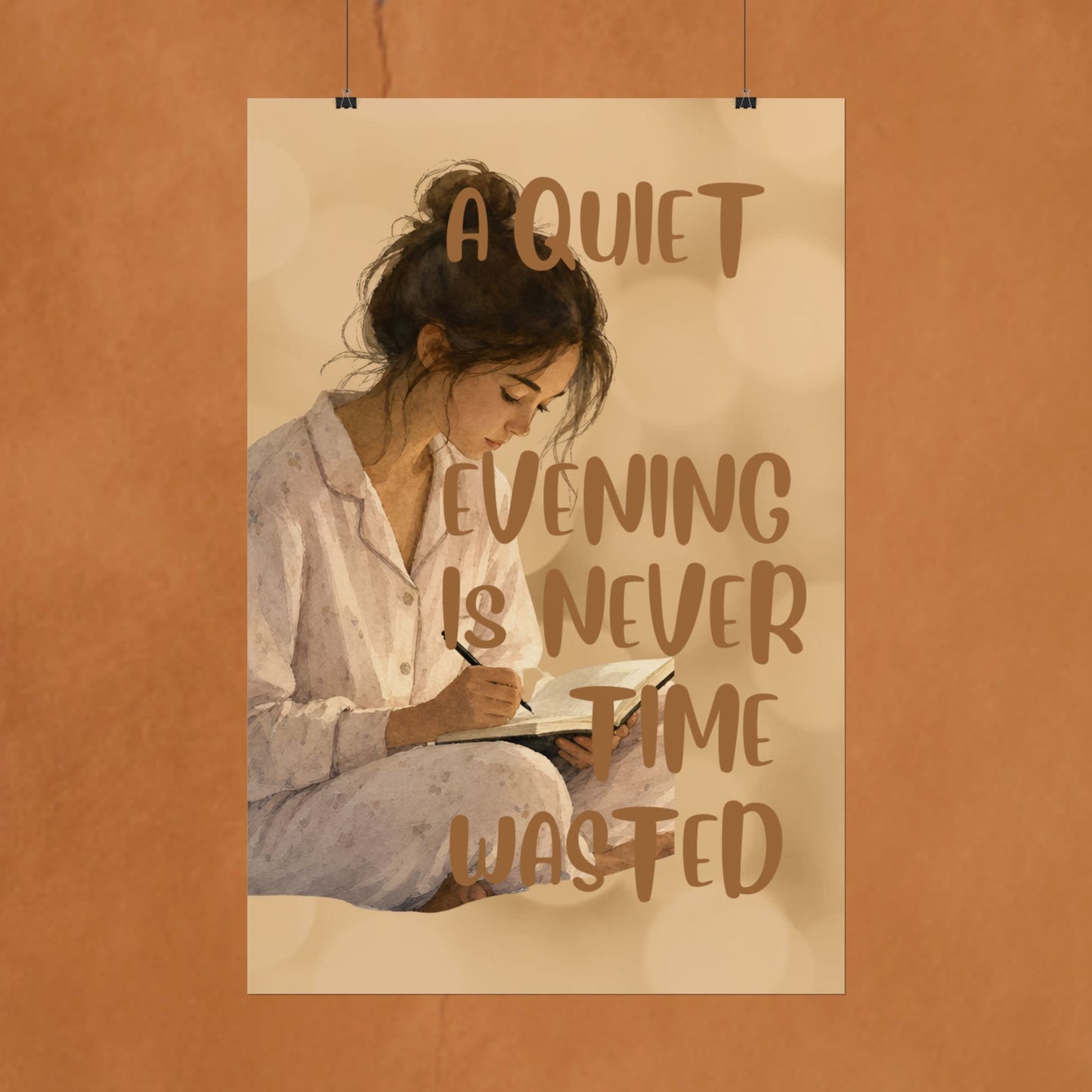 Rolled Poster – “A Quiet Evening Is Never Time Wasted” Cozy Reading Wall Art