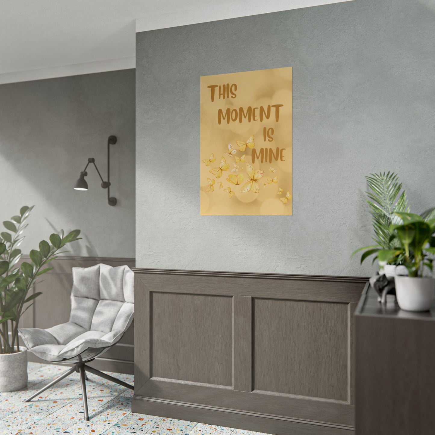 Rolled Poster - "This Moment Is Mine" Yellow Butterfly Inspirational Wall Art