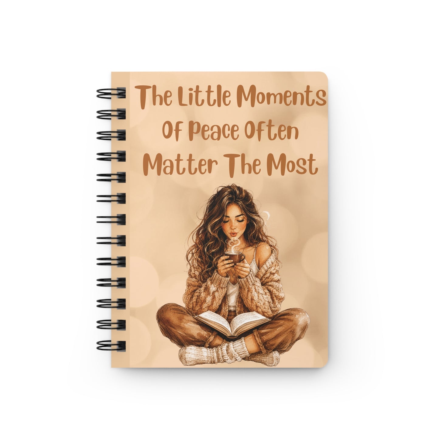 Peaceful Moments Spiral Journal – Cozy Self-Care Notebook with Inspirational Quote