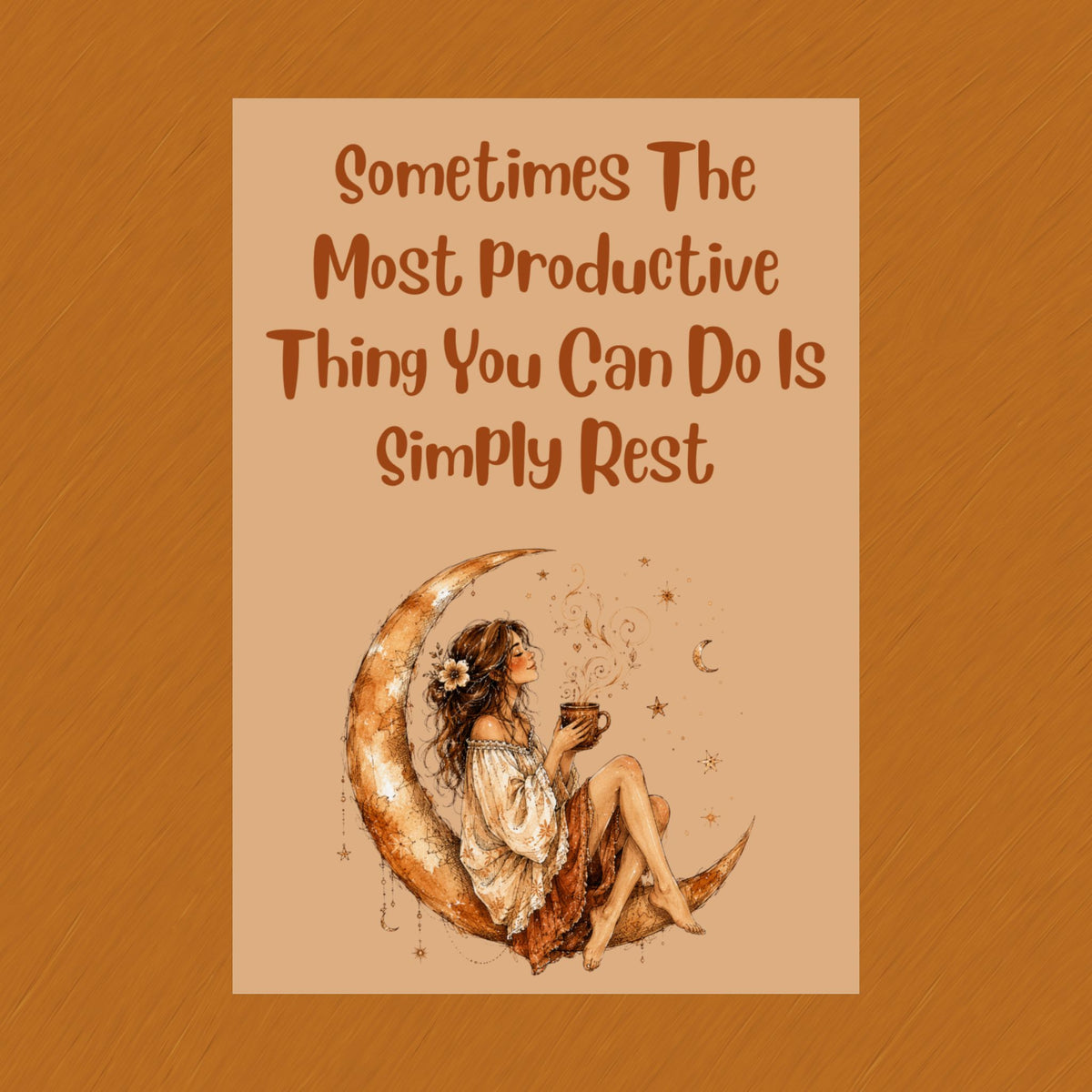 Matte Poster - "Sometimes The Most Productive Thing You Can Do Is Simply Rest" Boho Moon Wall Art